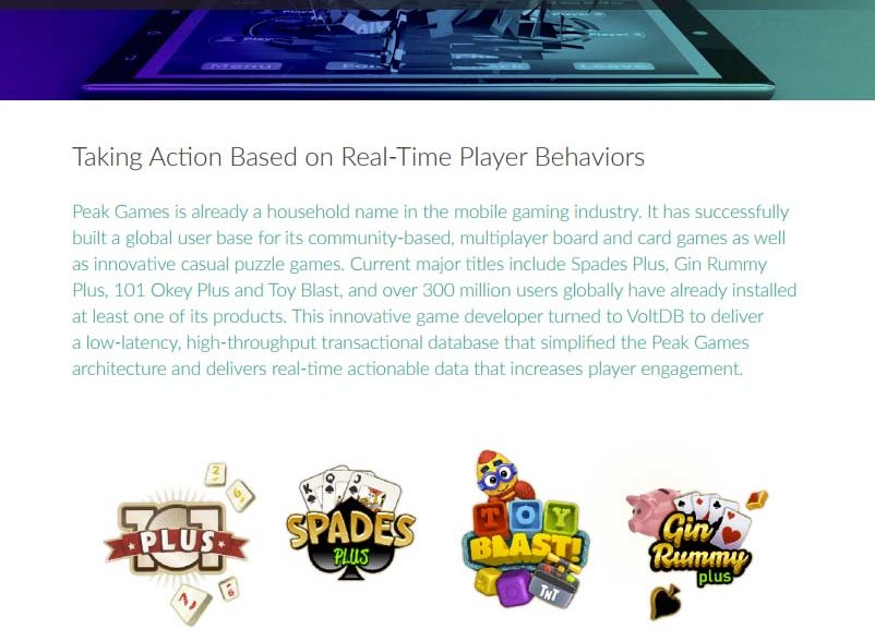 Volt Active Data Game Analytics / Peak Games Case Study